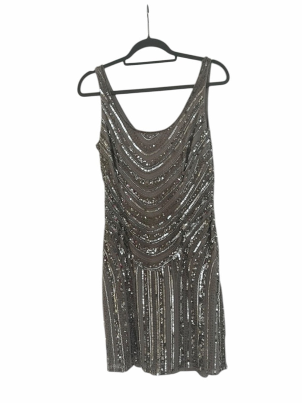 Adrianna Papell Taupe Sequin Beaded Mini Dress - Picture 3 of 6